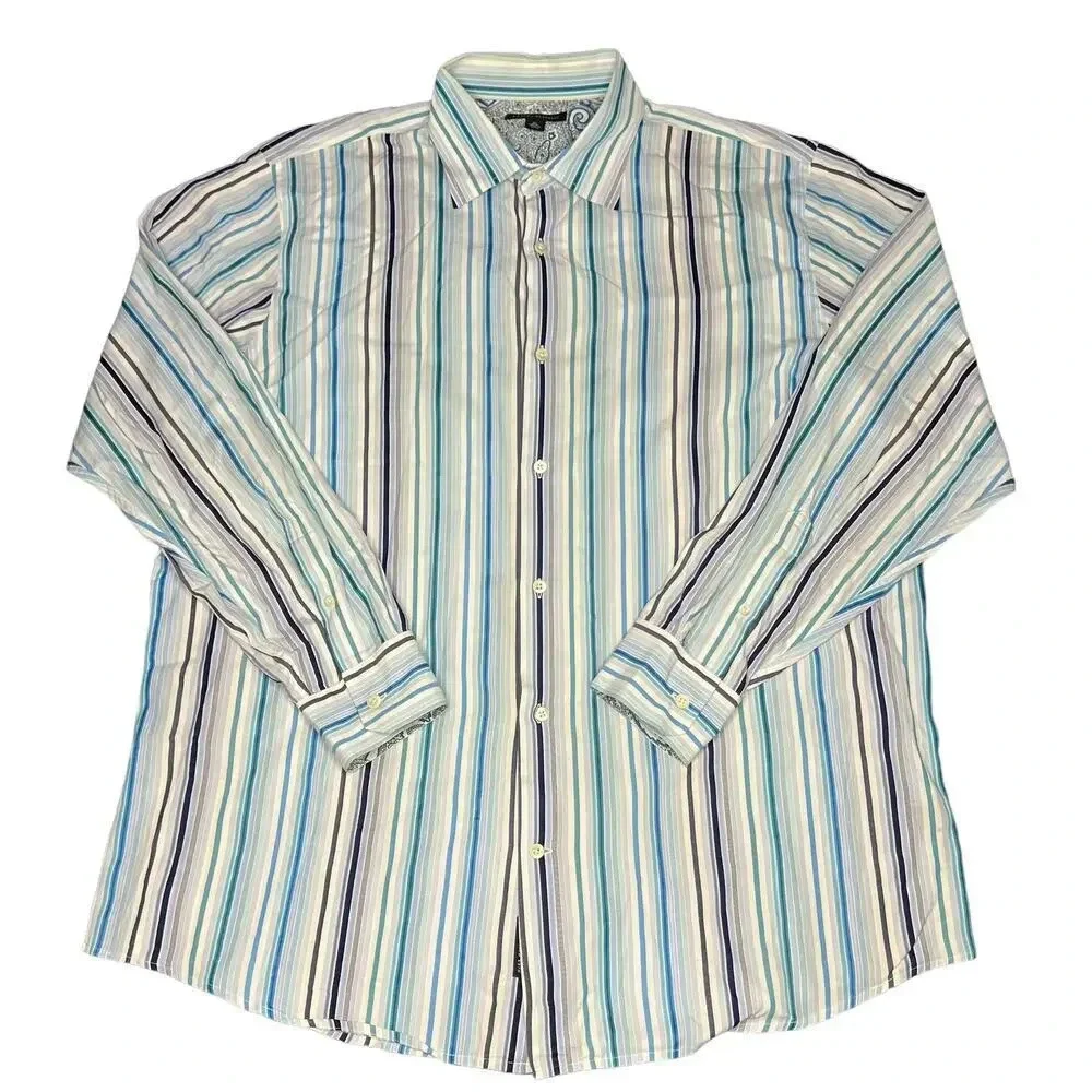 Banana Republic Men's‎ XL Long Sleeve Multicolor Striped Button-Up Dress Shirt